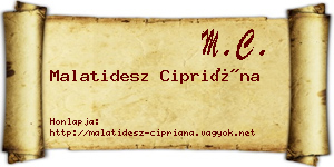 Malatidesz Cipriána névjegykártya